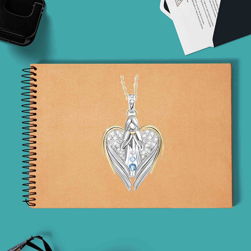 Angel Heart Diamond Necklace - Guardian Angel Pendant