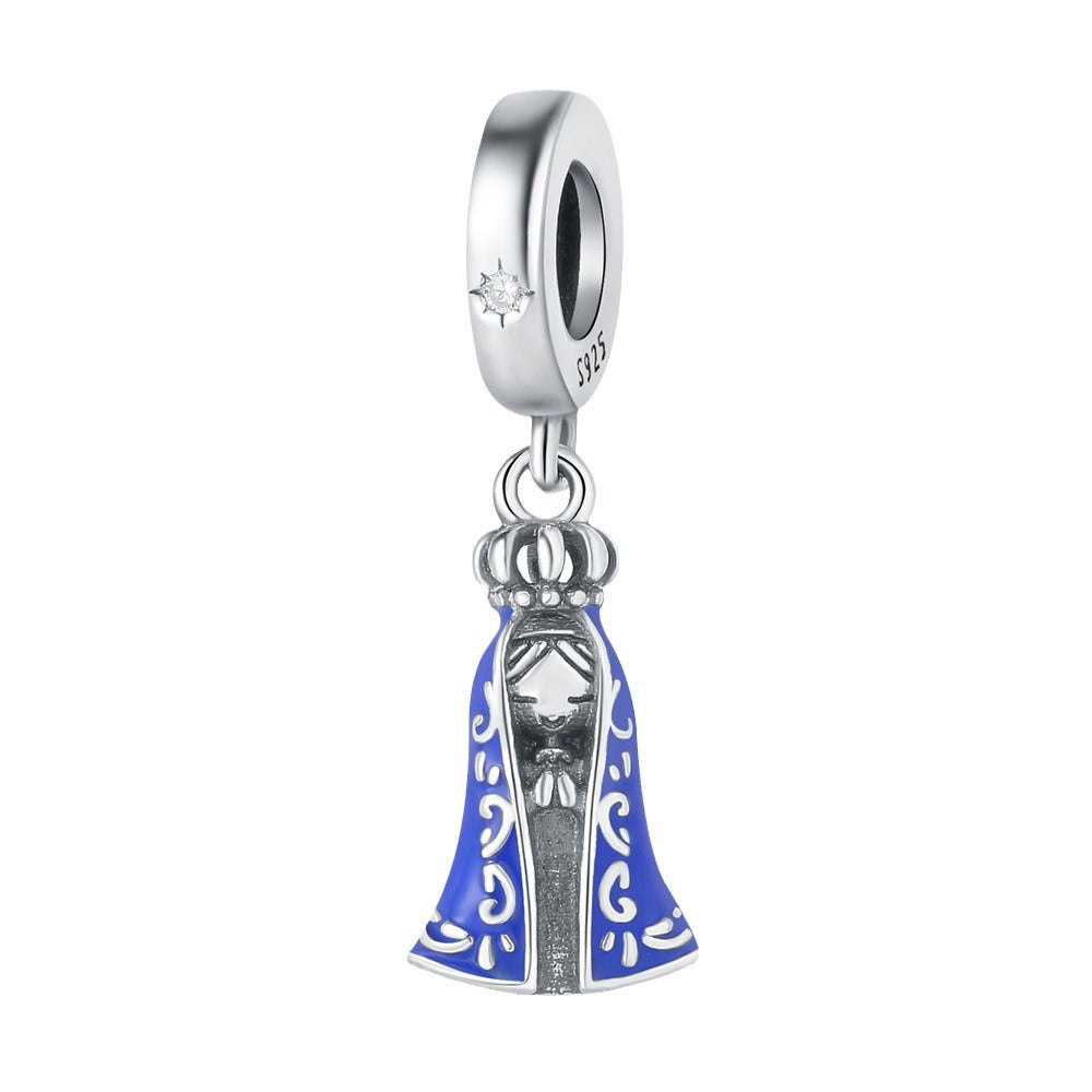 S925 Silver Religious Virgin Mary Pendant for Bracelets