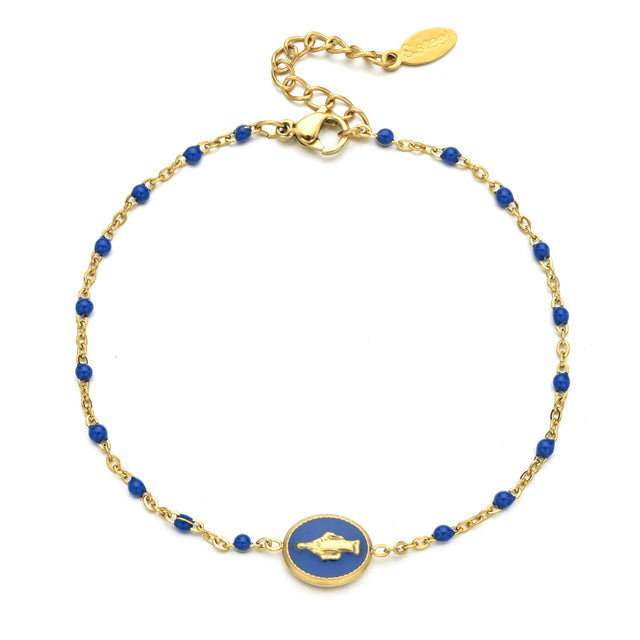 Vintage Virgin Mary Enamel Stainless Steel Bracelet for Women