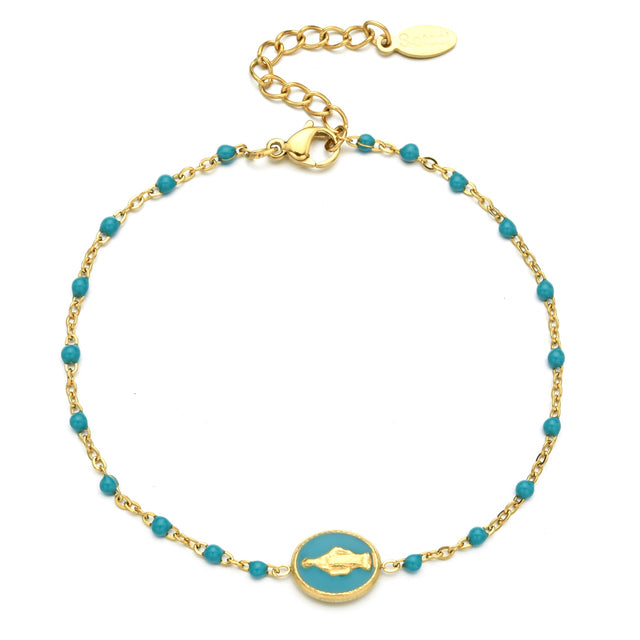 Vintage Virgin Mary Enamel Stainless Steel Bracelet for Women