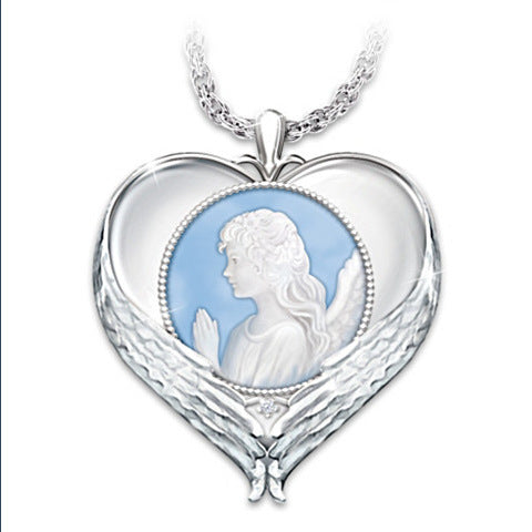 Trendy Religious Faith Necklace with Angel Prayer Pendant