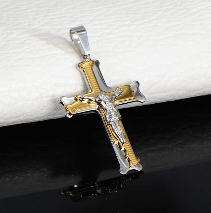 Cross Necklace, Jesus Christ Pendant, Korean Style Jewelry