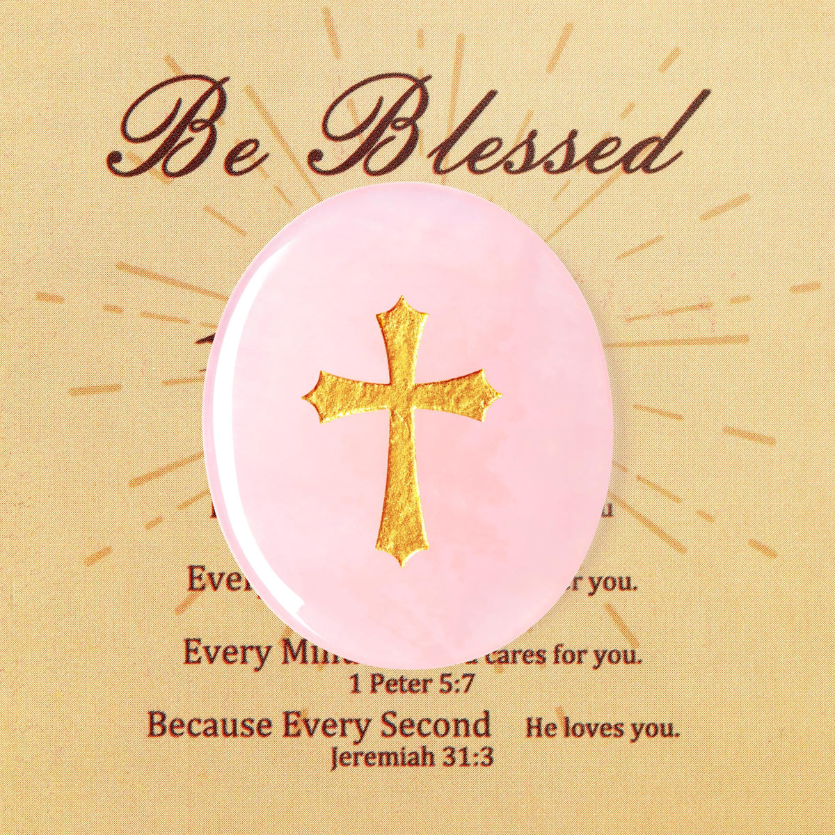 YATOJUZI Rose Quartz Natural Healing Crystals Stones Worry Stone for Anxiety Pink Christian Gifts for Women Crucifix Cross Gemstones 1PCS