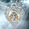 Heart Engraved Pendant Necklace, Virgin Mary Design