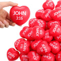 Zubebe 36 Pcs Valentine Christian Heart Stress Balls Bulk 2.76 John 3: 16 Valentines Day Heart Stress Balls Christian Bible Quotes Christian Toy Gifts for School Reward Valentine Party