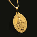 Gold-Plated Cross and Virgin Mary Pendant