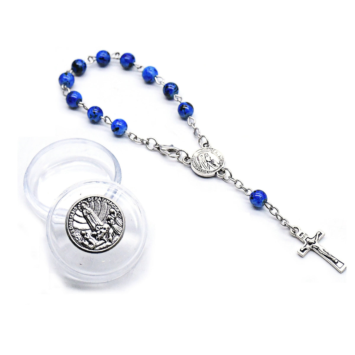 6mm Pearl Rosary Bracelet with Alloy Cross Beads
