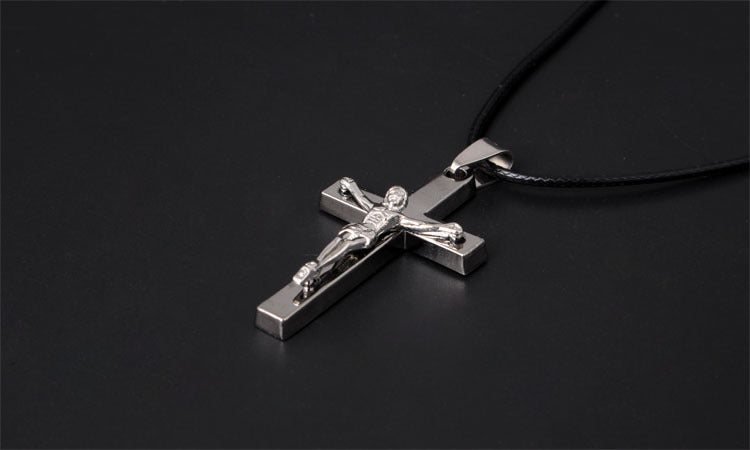 Jesus Cross Pendant in Titanium Steel Necklace