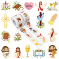 A1diee Christian Bible Sticker Roll - He Lives Stickers for Kids Jesus Christian Sticker Religious Bible Cross Catholic Gifts Religious Stationery Sunday School Church Supplies Party Favor 1000pcs