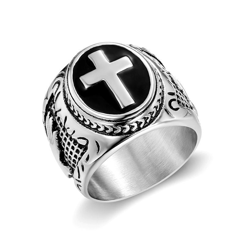Men's Titanium Steel Hip Hop Ring - God Hand Design