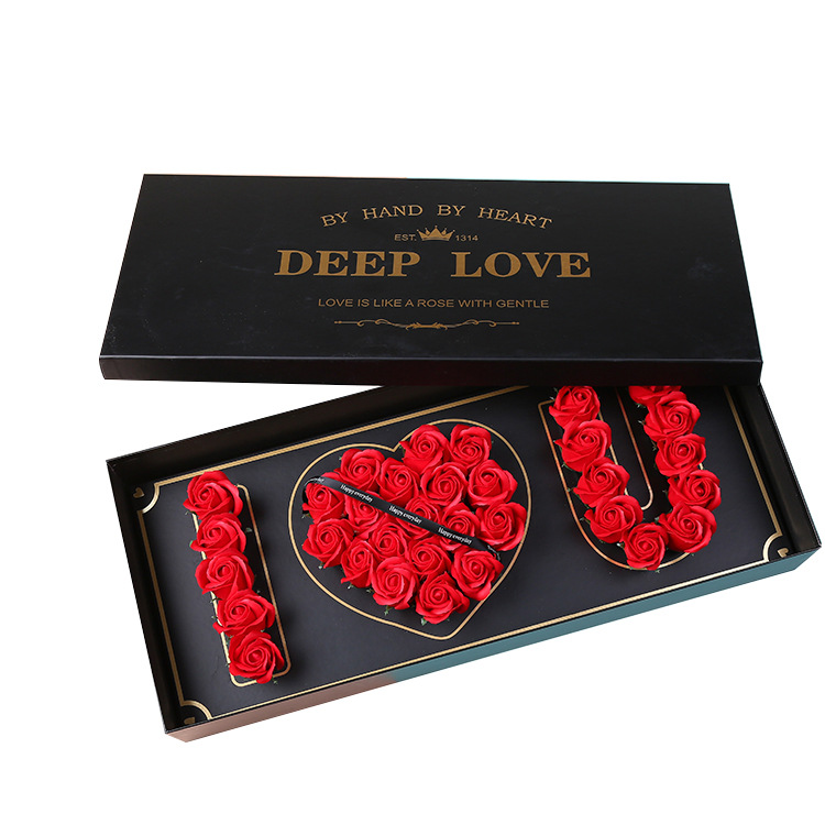 Romantic Soap Flower Gift Box – 'I Love You' Heart for Christmas & Valentine's Day