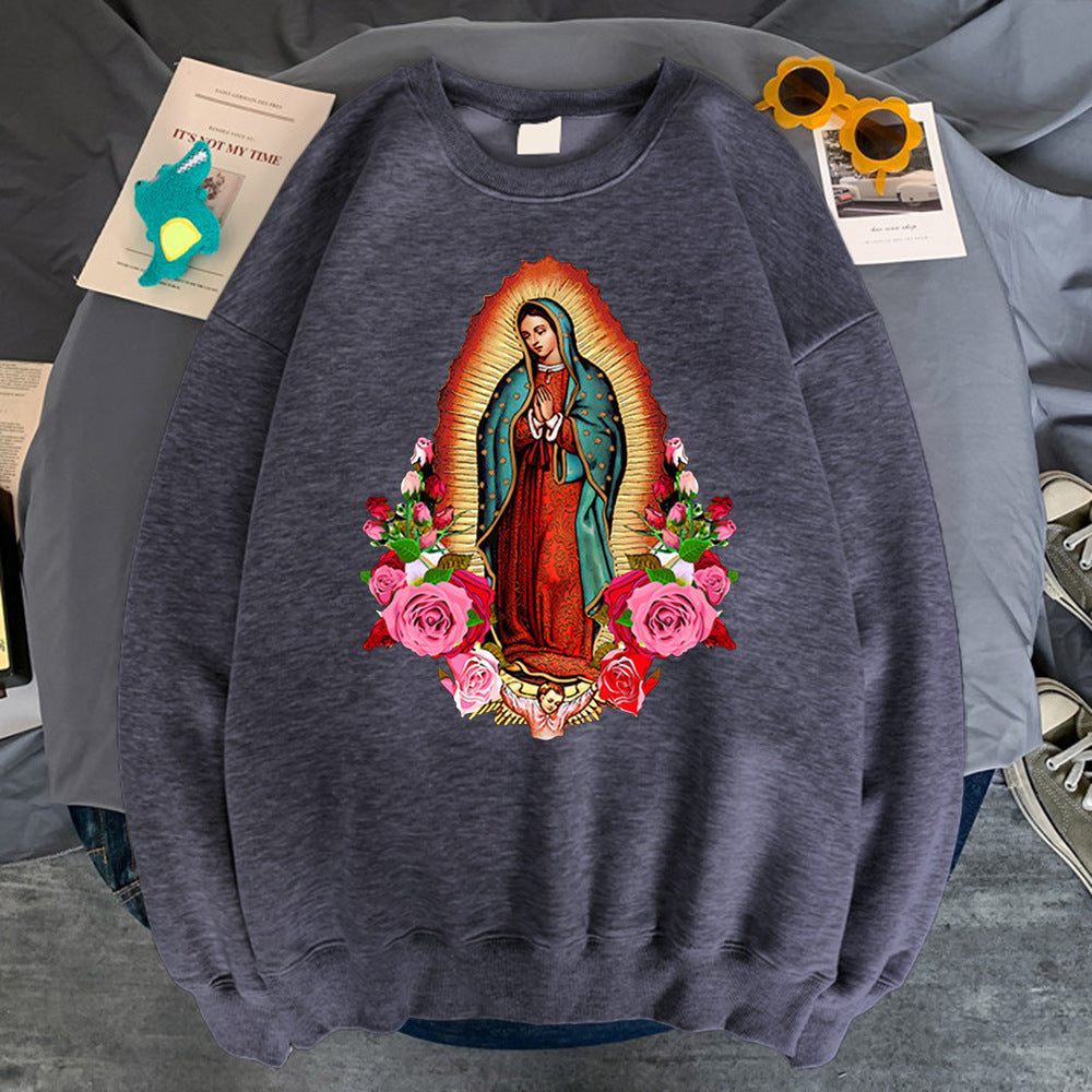 Virgin Mary of Guadalupe Printed Women's Fleece Sweatshirt