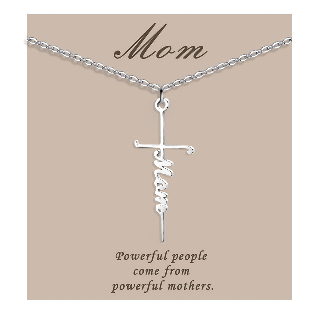 COTATI Faith Cross Necklace Jewelry for Women Silver Jesus Christian Pendant Necklaces Gifts for Mom (Mom)