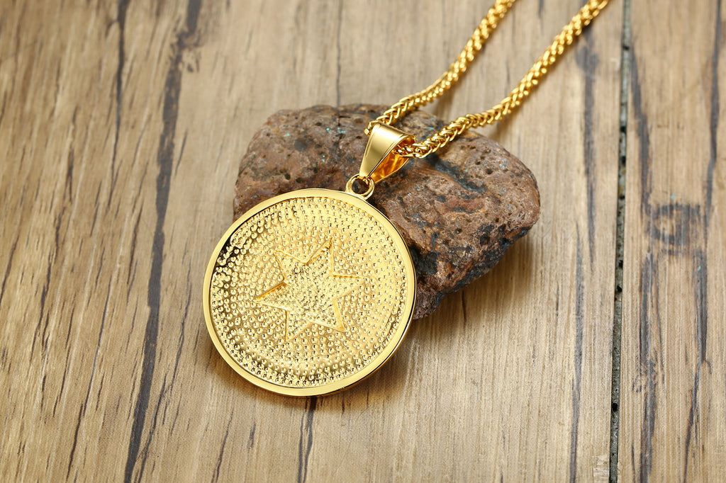 Titanium Steel God Eye Pendant Necklace for Men