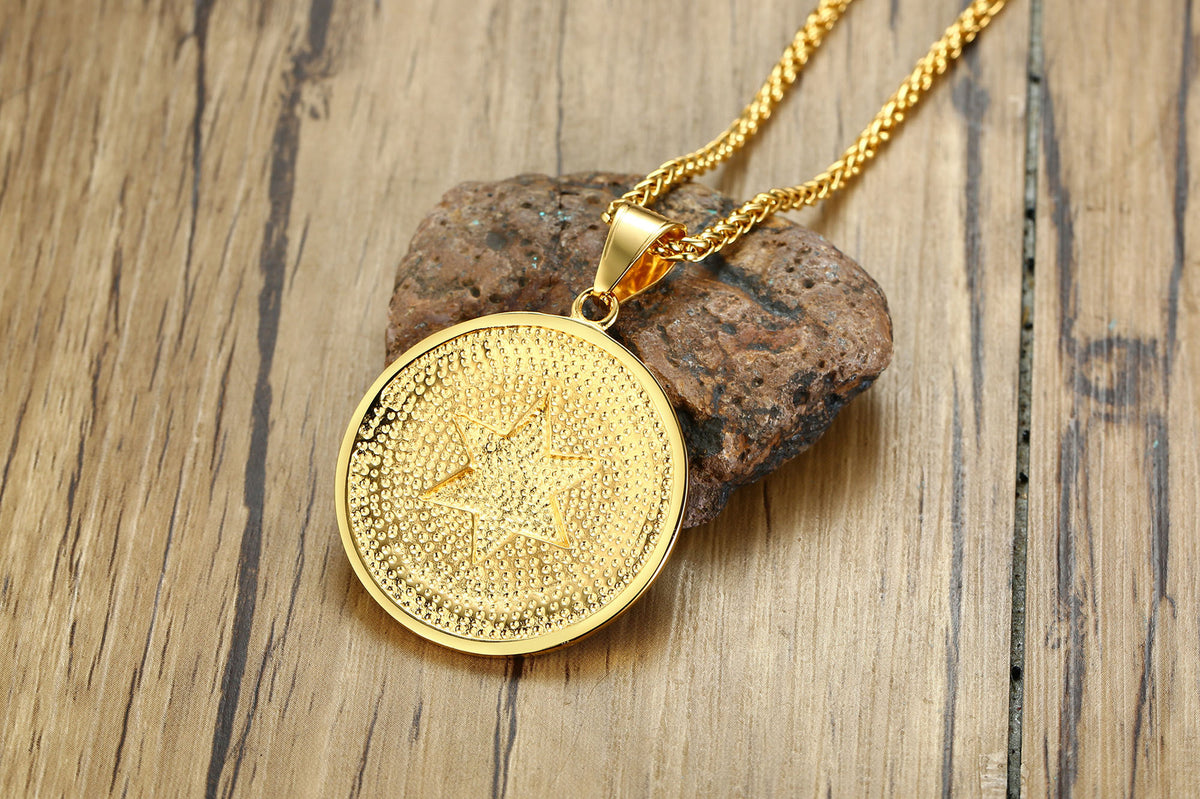 Titanium Steel God Eye Pendant Necklace for Men