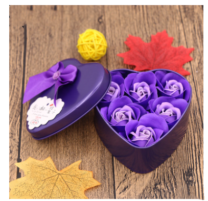 Soap Flower Gift Box with Bear and Heart-shaped Tin