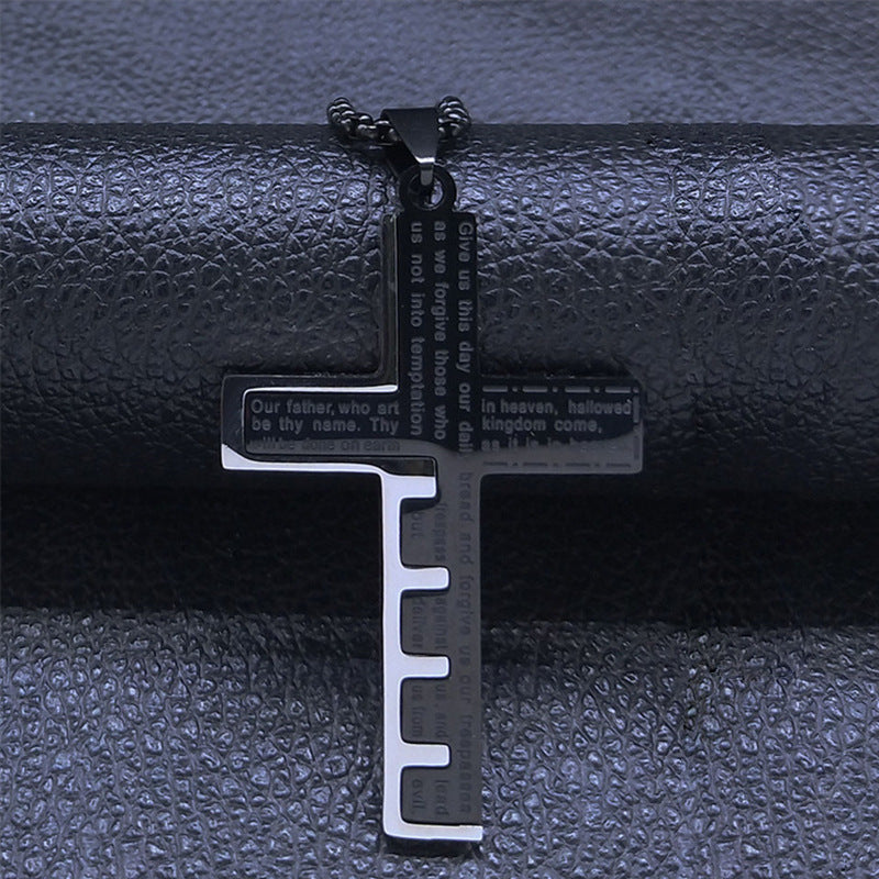 Men's Stainless Steel Cross Necklace with Prayer Box
