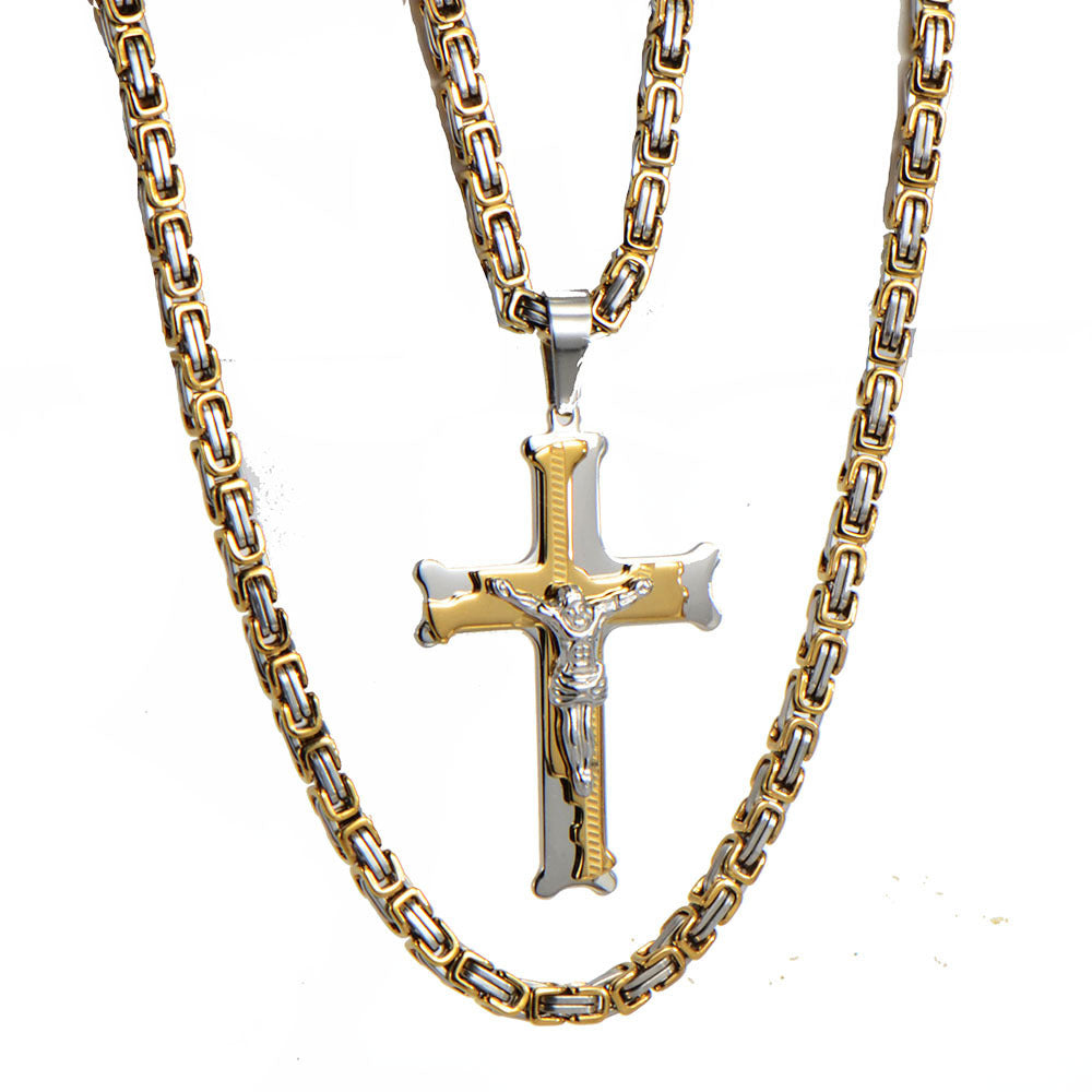 Cross Necklace, Jesus Christ Pendant, Korean Style Jewelry