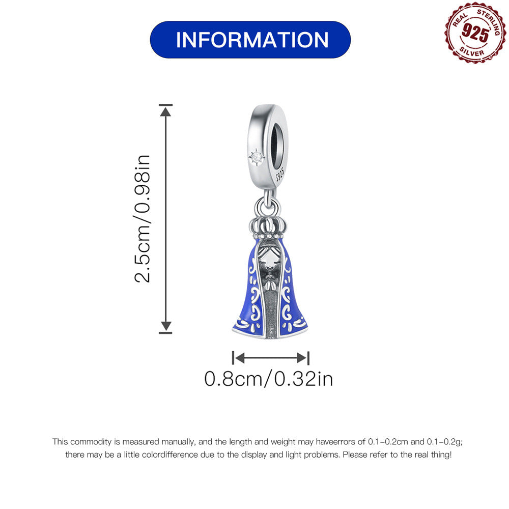 S925 Silver Religious Virgin Mary Pendant for Bracelets