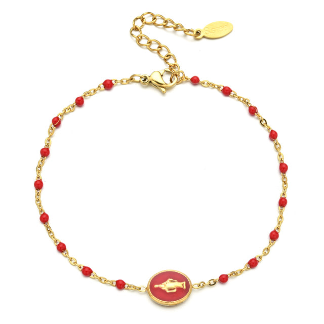Vintage Virgin Mary Enamel Stainless Steel Bracelet for Women