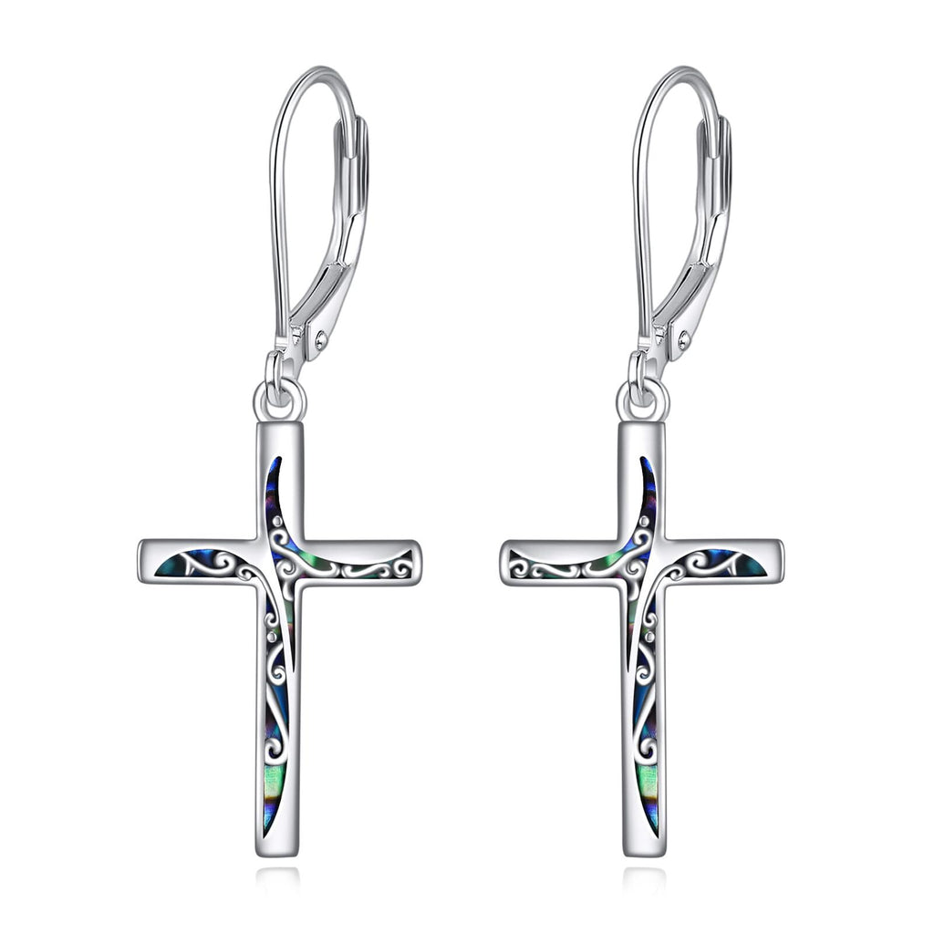 Cross Earrings Sterling Silver Christian Dangle Earrings baptism Jewelry Gifts for Women Teen