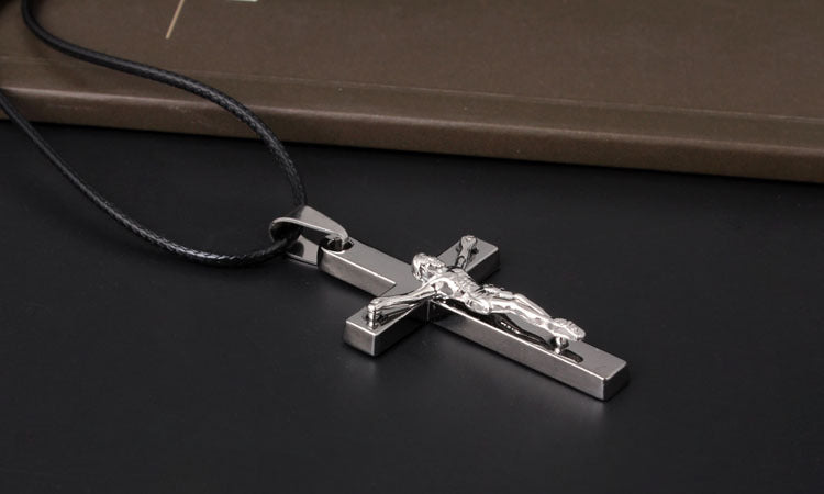 Jesus Cross Pendant in Titanium Steel Necklace