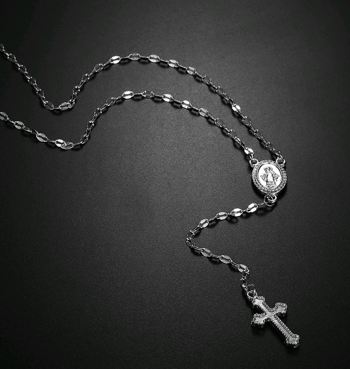 Fashionable Cross and Virgin Mary Pendant Necklace