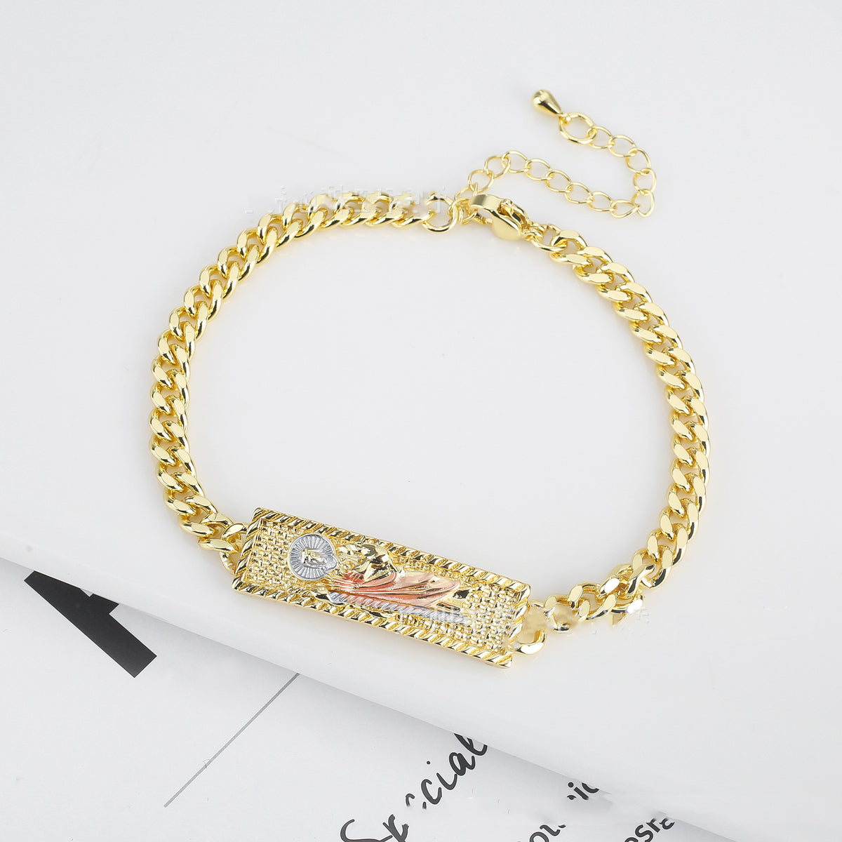 Jesus Rose Chain Bracelet with Drop Oil Ornament