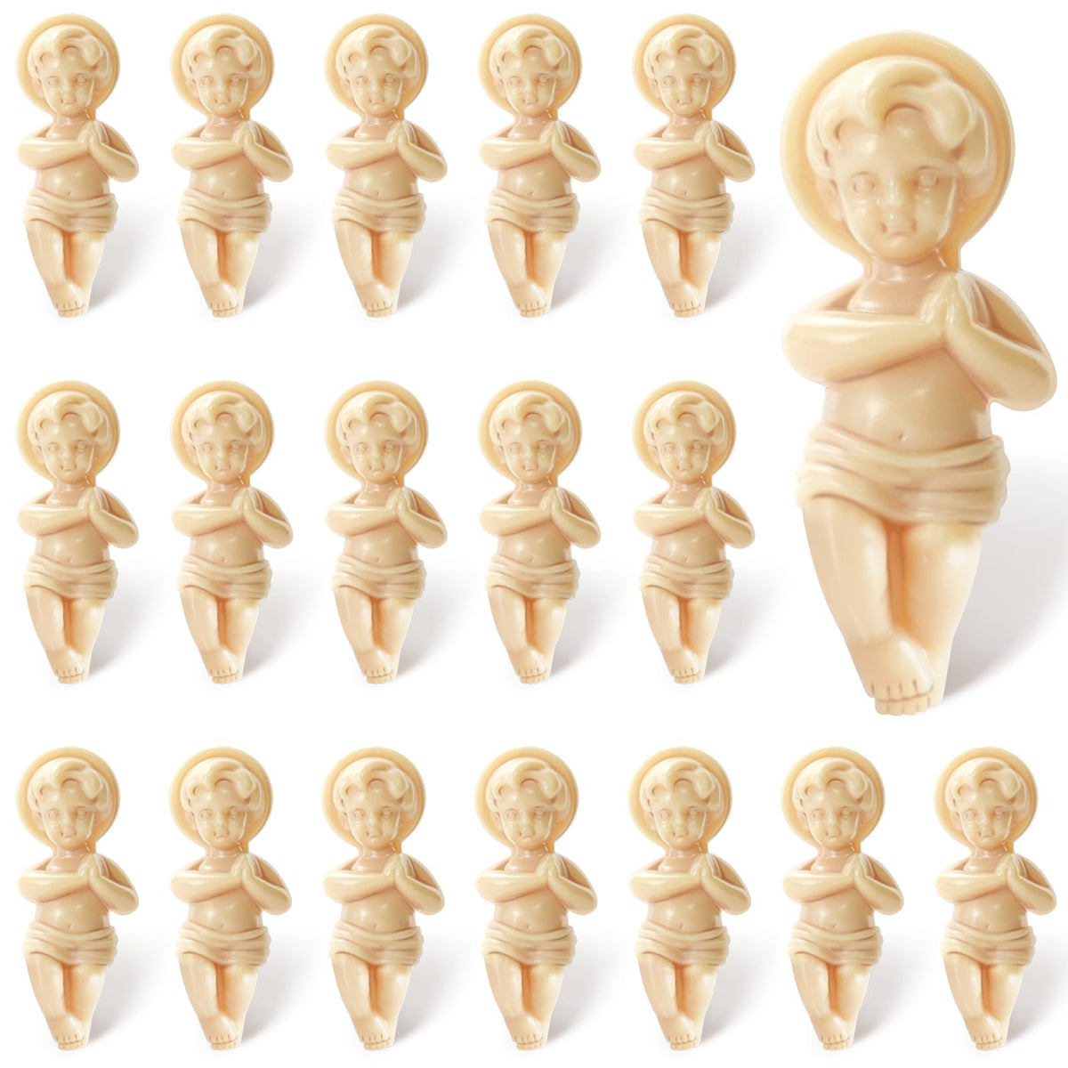 ZYFLSQ 18 Pcs King Cake Baby Jesus Figure 1.5 King Cake Babies Plastic Jesus Doll with Gift Bag Mini Jesus Figurines in Bulk for Mardi Gras Party King Cake Toppers Decorations Epiphany Gifts