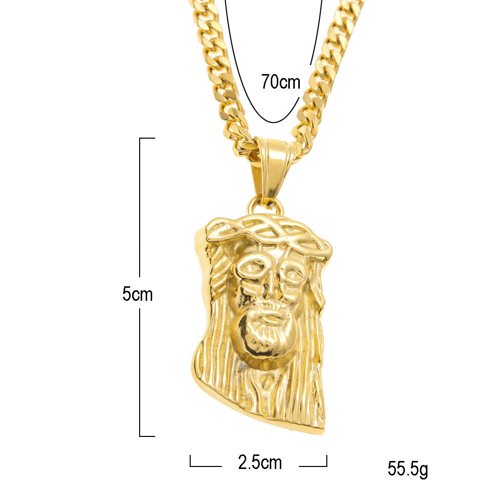 Abstract Jesus Necklace with Glossy Mustache Design