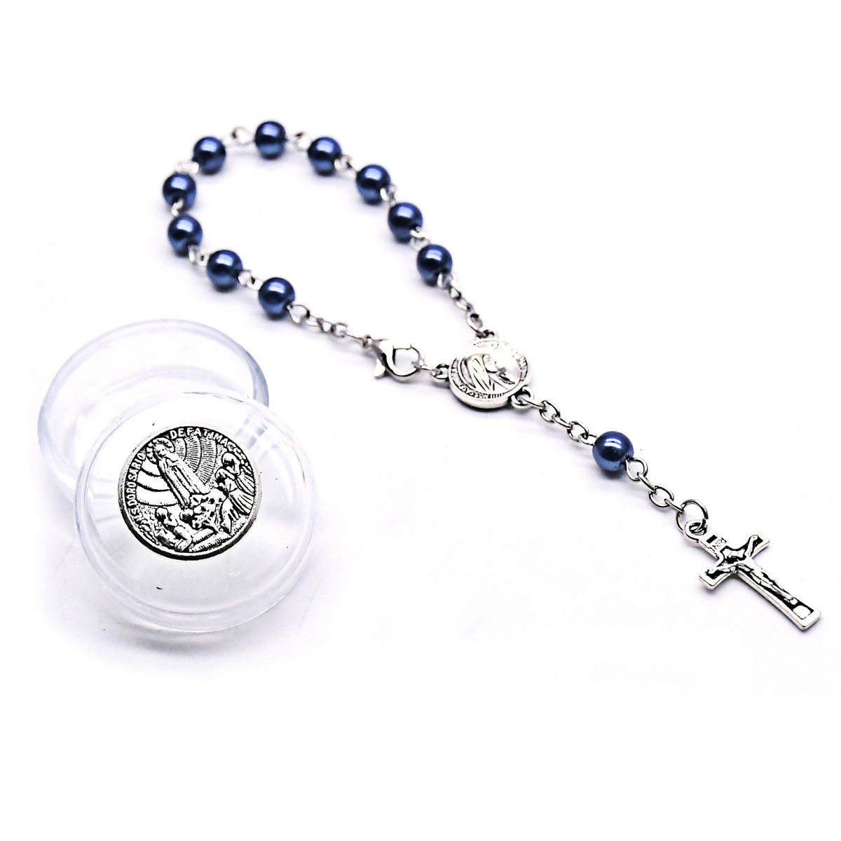 6mm Pearl Rosary Bracelet with Alloy Cross Beads