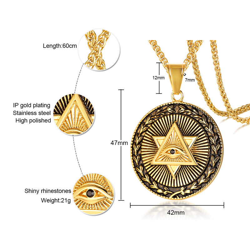 Titanium Steel God Eye Pendant Necklace for Men
