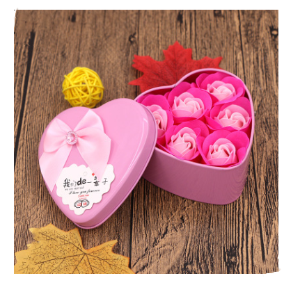 Soap Flower Gift Box with Bear and Heart-shaped Tin