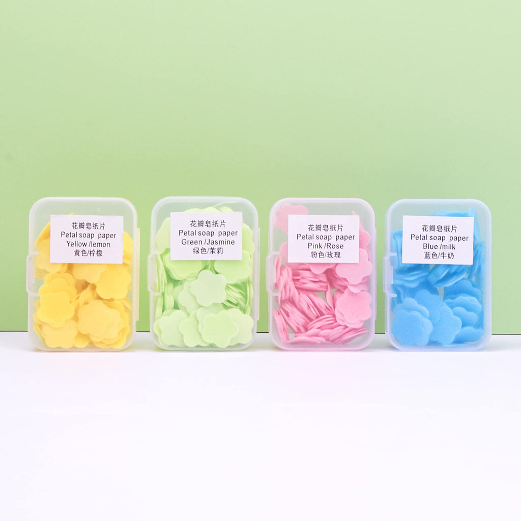 4 Boxes (400 Sheets) Petal Paper Soap Sheets for Hand Washing Disposable Hand Soap Sheets for Travel Dissolvable Camping Mini Soaps for Travel Hand Soap Indoor Outdoor Camping Hikin