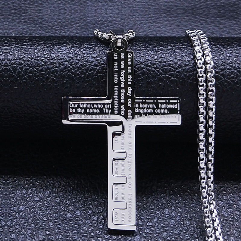Men's Stainless Steel Cross Necklace with Prayer Box