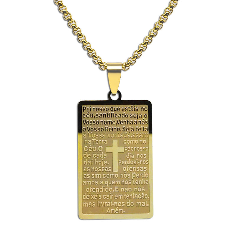 Stainless Steel Bible Prayer Necklace for Men