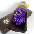 11 Preserved Soap Rose Flowers Gift Box in Blue Purple