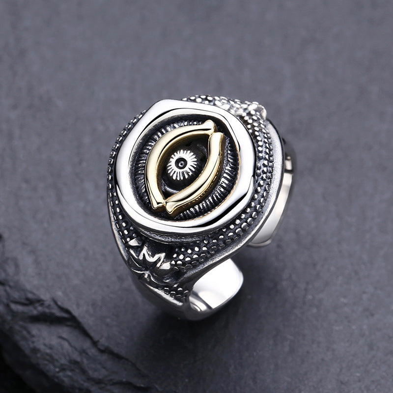 Sterling Silver Men's Eye Of God Ring