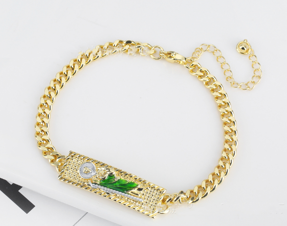 Jesus Rose Chain Bracelet with Drop Oil Ornament