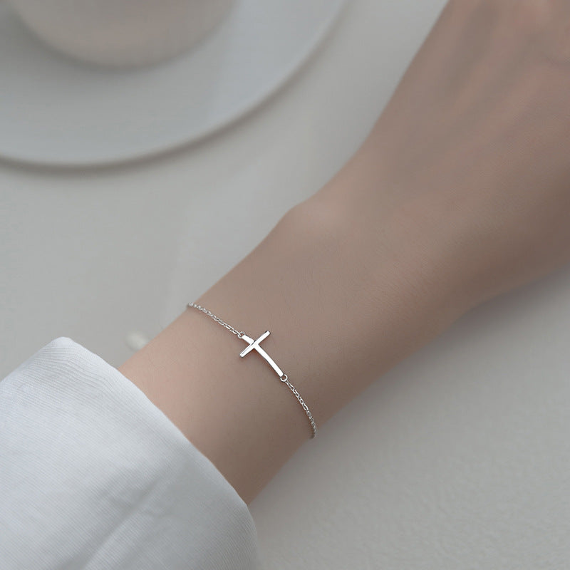 Korean Style S925 Silver Cross Bracelet