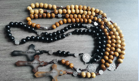Resin Bead Rosary Necklace with Cross (One Piece)