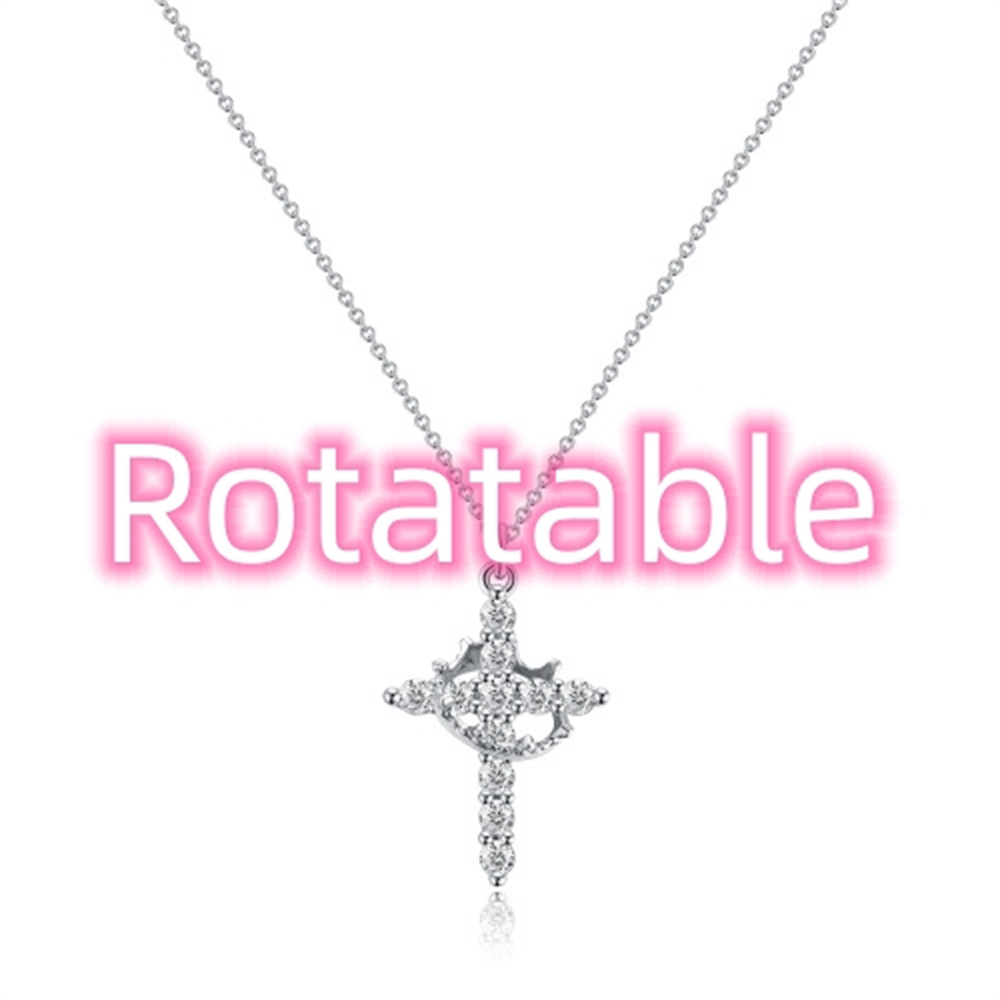 Rotatable Cross Crown Necklace