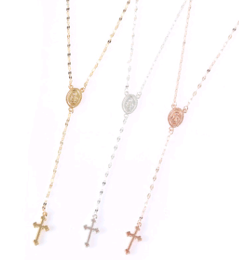 Fashionable Cross and Virgin Mary Pendant Necklace