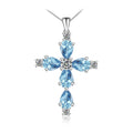 FULULAY Cross Necklace For WomenSterling Silver Jesus Christian Religious March Birthstone Jewelry