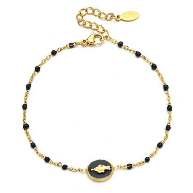 Vintage Virgin Mary Enamel Stainless Steel Bracelet for Women