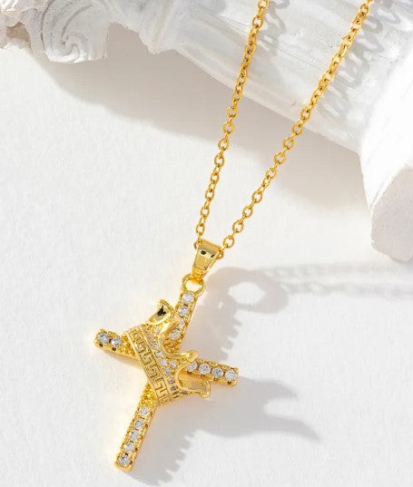Crown Cross Pendant Necklace