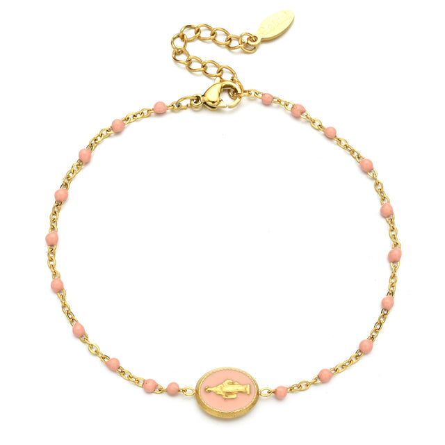 Vintage Virgin Mary Enamel Stainless Steel Bracelet for Women