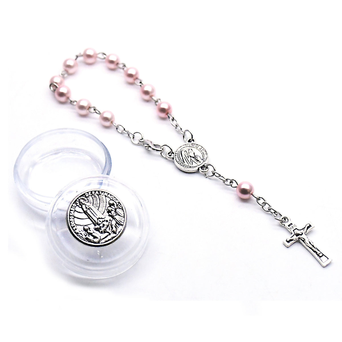 6mm Pearl Rosary Bracelet with Alloy Cross Beads