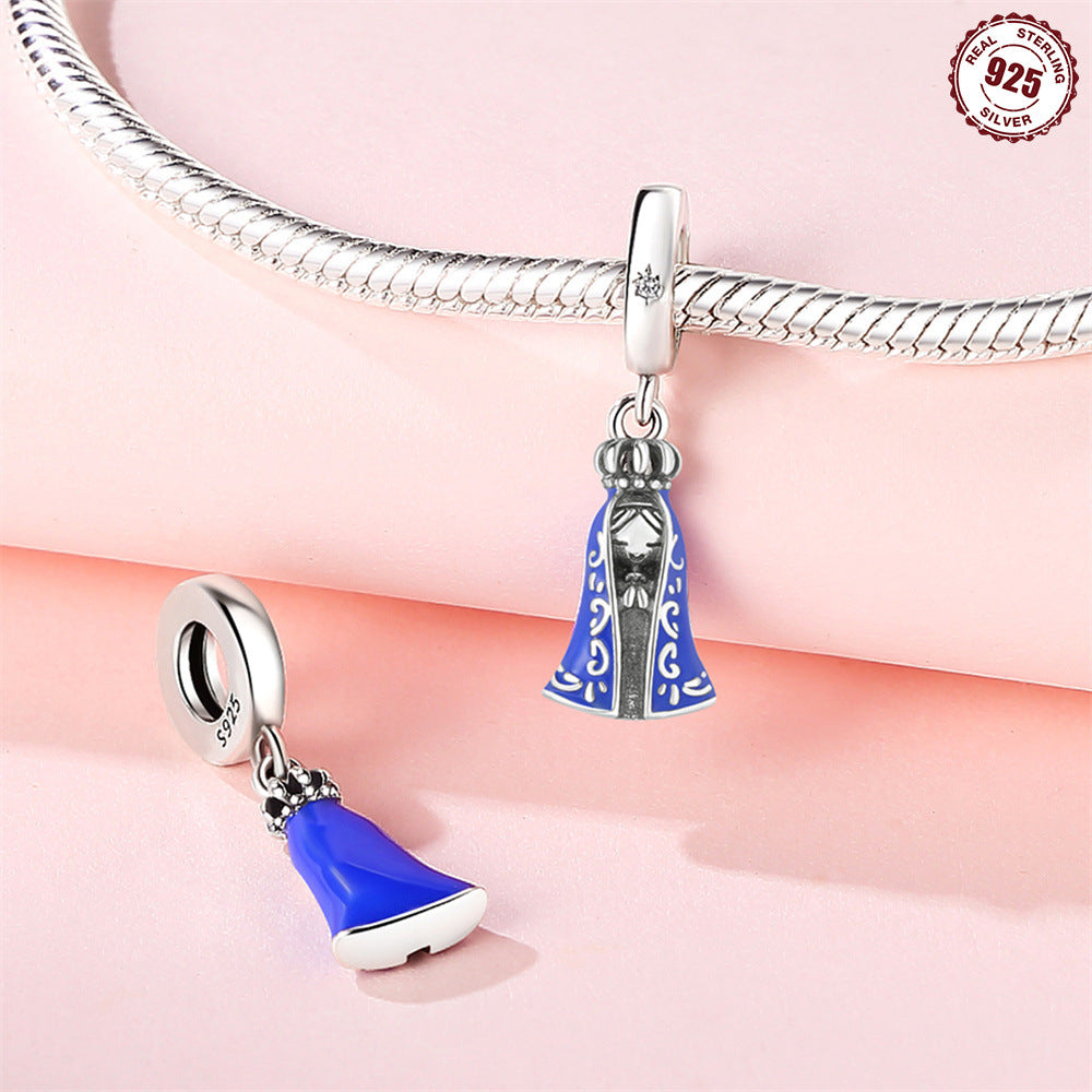 S925 Silver Religious Virgin Mary Pendant for Bracelets