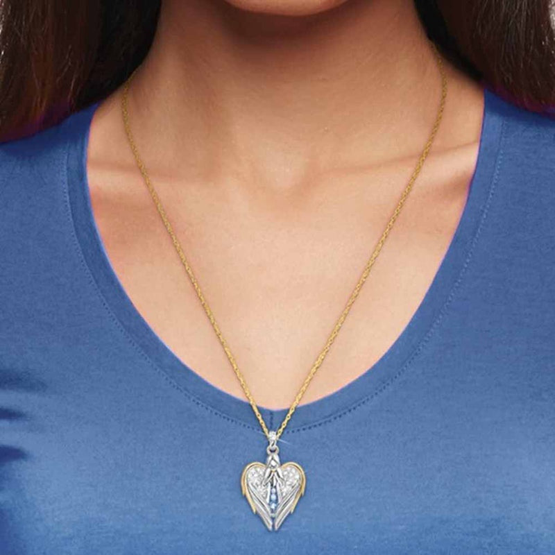 Angel Heart Diamond Necklace - Guardian Angel Pendant